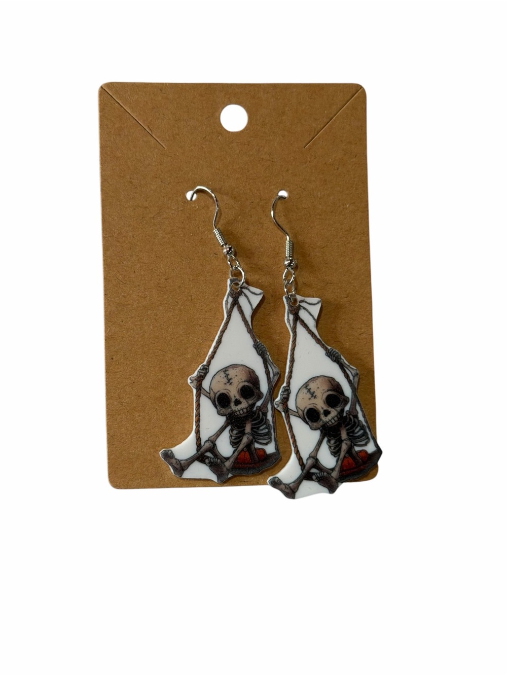 White Skeleton Hammock Dangle Earrings for Women